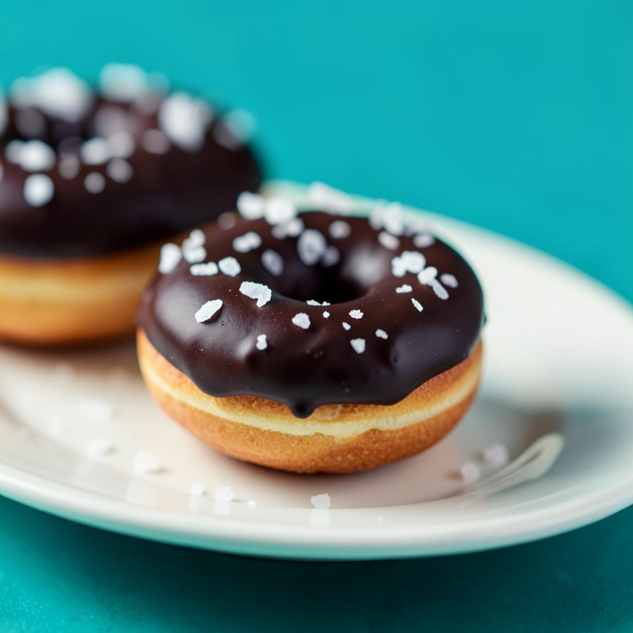 Mini donuts dipped in dark chocolate with sea salt